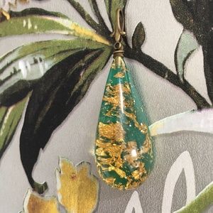 Vintage Gold Leaf & Lucite Pendant